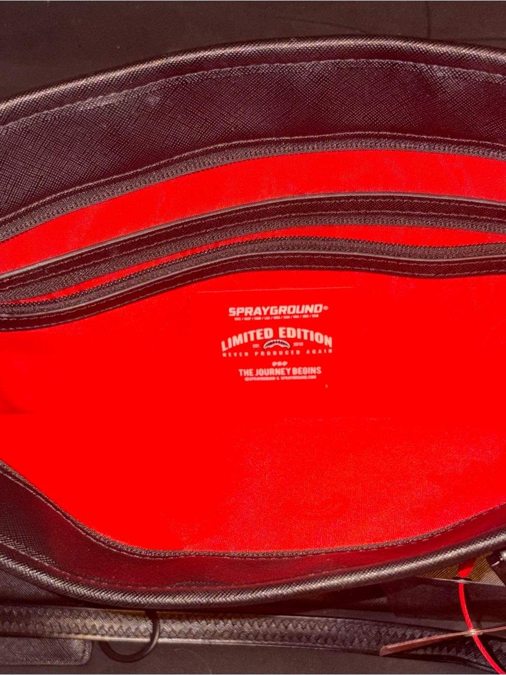 SPRAYGROUND Black Tote with Pink And white Checker Graphic - Picture 2 of 3